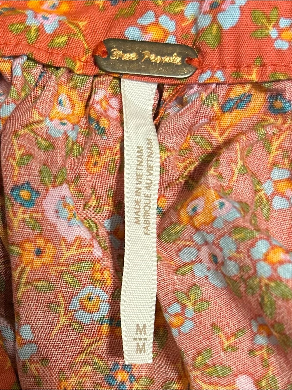 Free People Petunia Mini Dress in Poppy Combo Sz M Summer Boho Cotton Smocked - Picture 3 of 12
